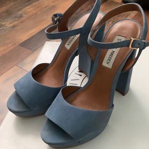 Blue suede heels